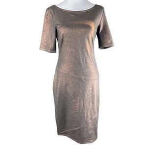 Rachel by Rachel Roy Mauve Metallic Cutout Back Short Sleeve Midi Dress Size L